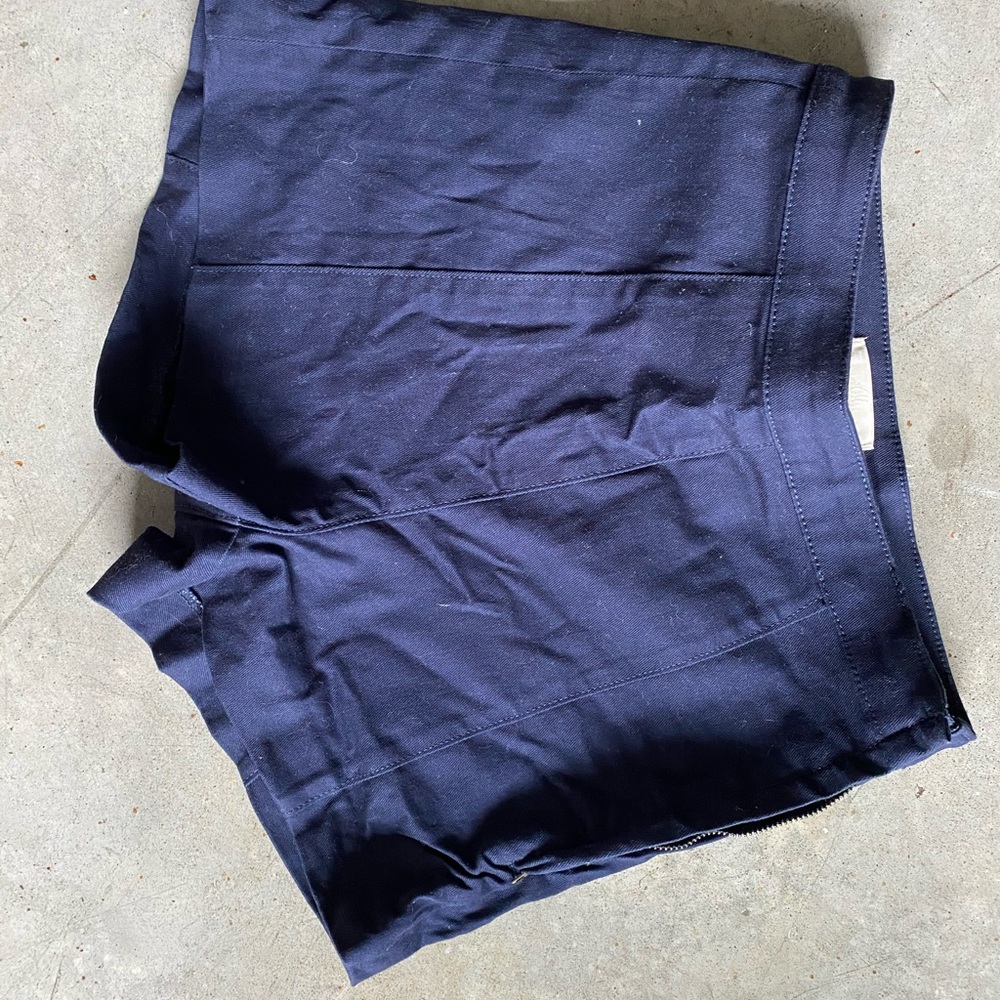 High waisted woven cotton shorts